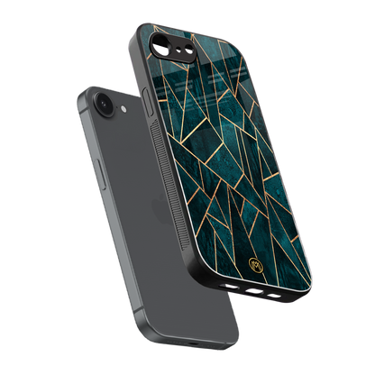 geometric green back phone cover | glass case for iphone 16e