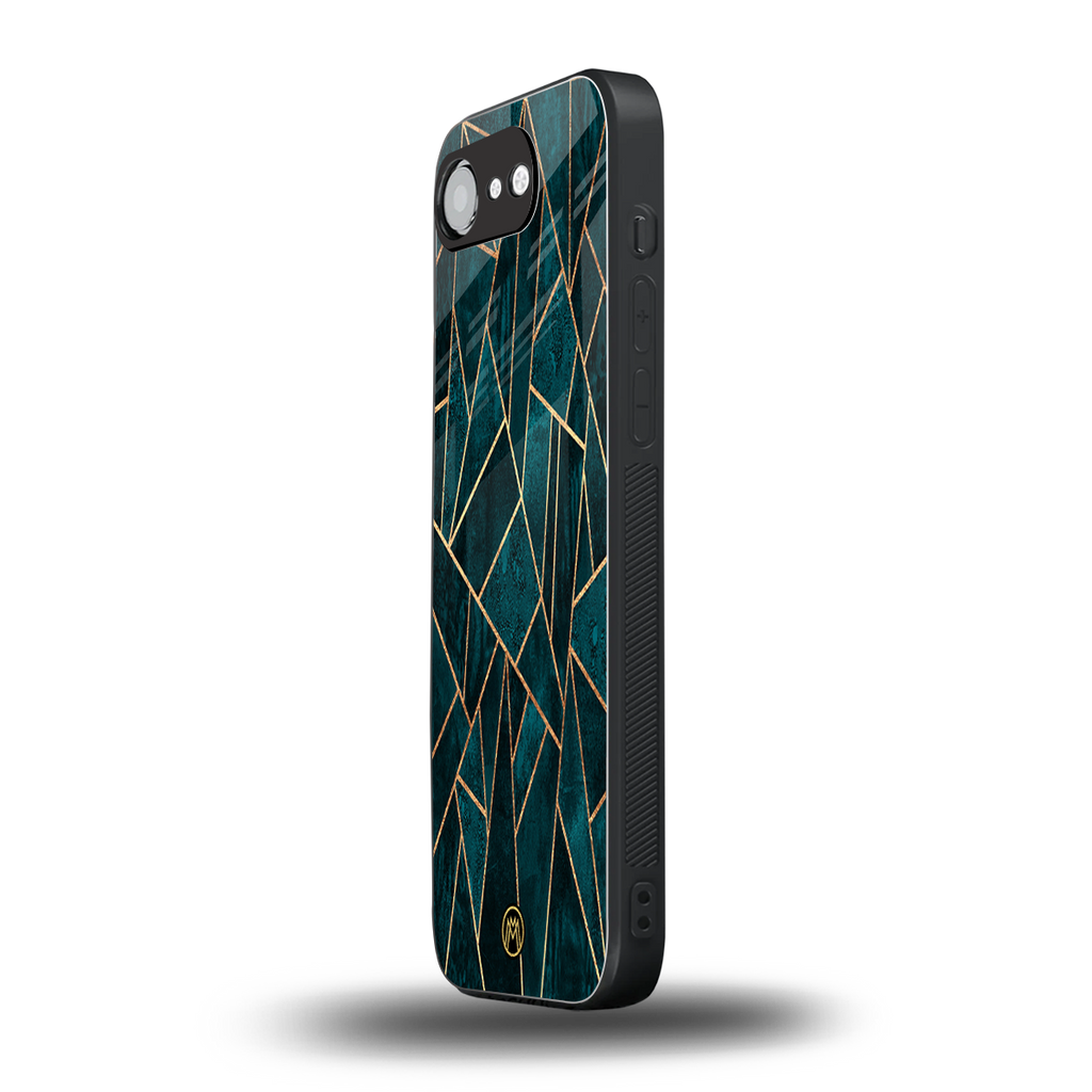 geometric green back phone cover | glass case for iphone 16e