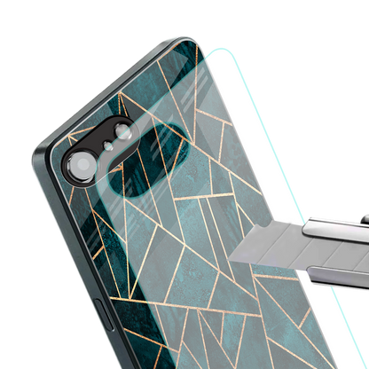 geometric green back phone cover | glass case for iphone 16e