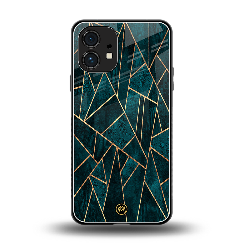 geometric green back phone cover | glass case for nothing phone 1