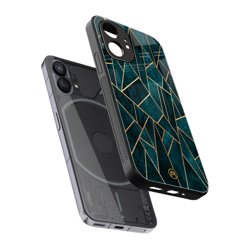geometric green back phone cover | glass case for nothing phone 1