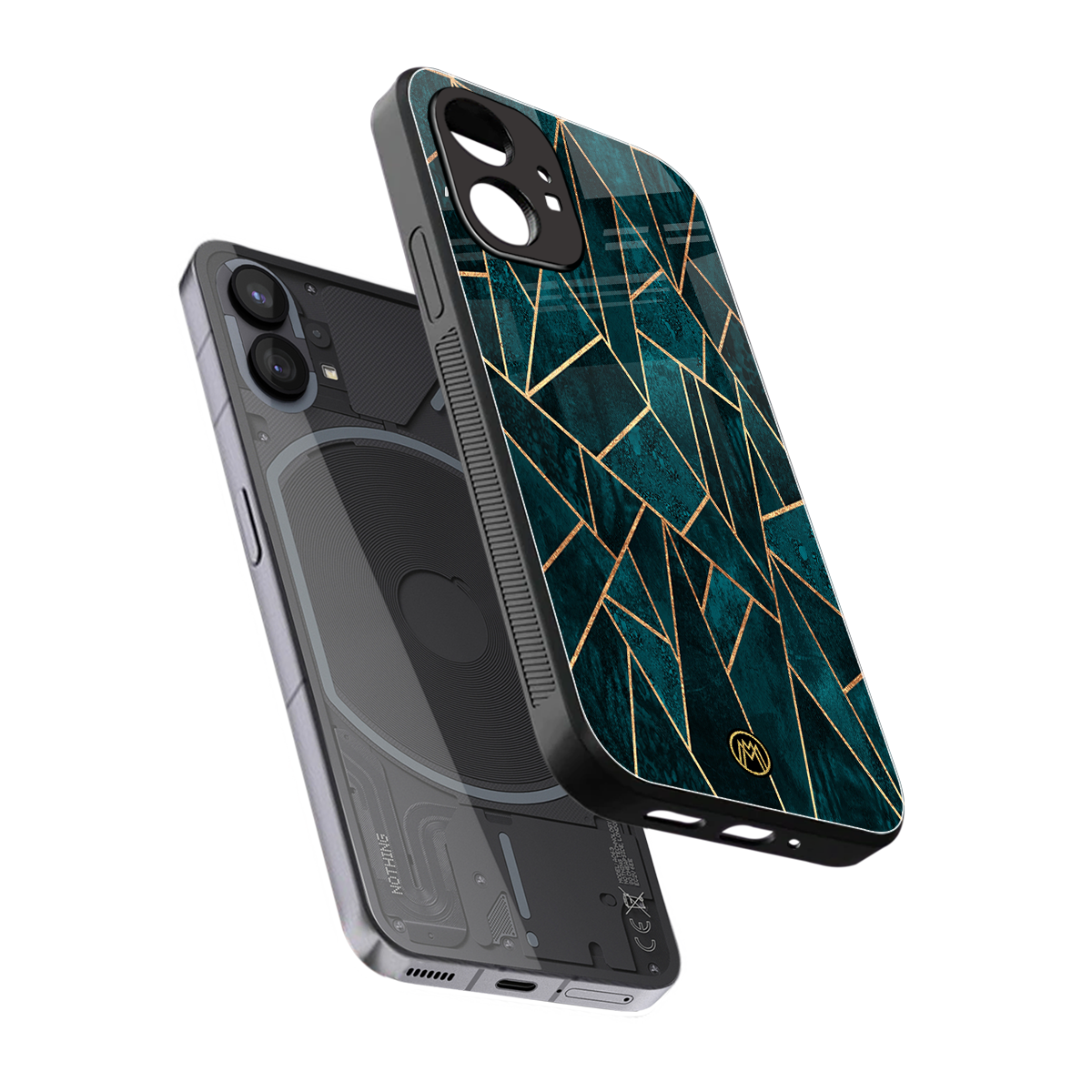 geometric green back phone cover | glass case for nothing phone 1