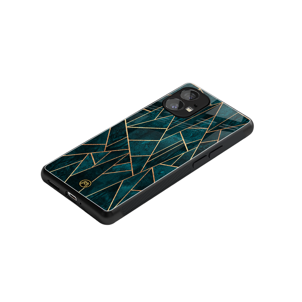 geometric green back phone cover | glass case for nothing phone 1