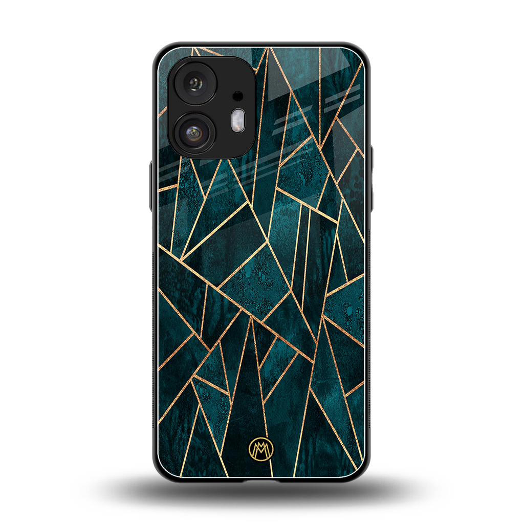 geometric green back phone cover | glass case for nothing phone 2