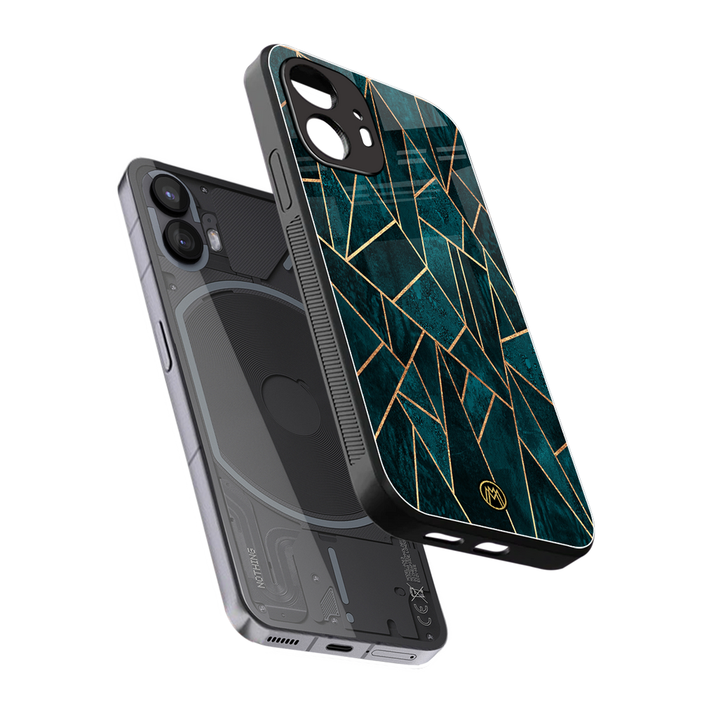 geometric green back phone cover | glass case for nothing phone 2