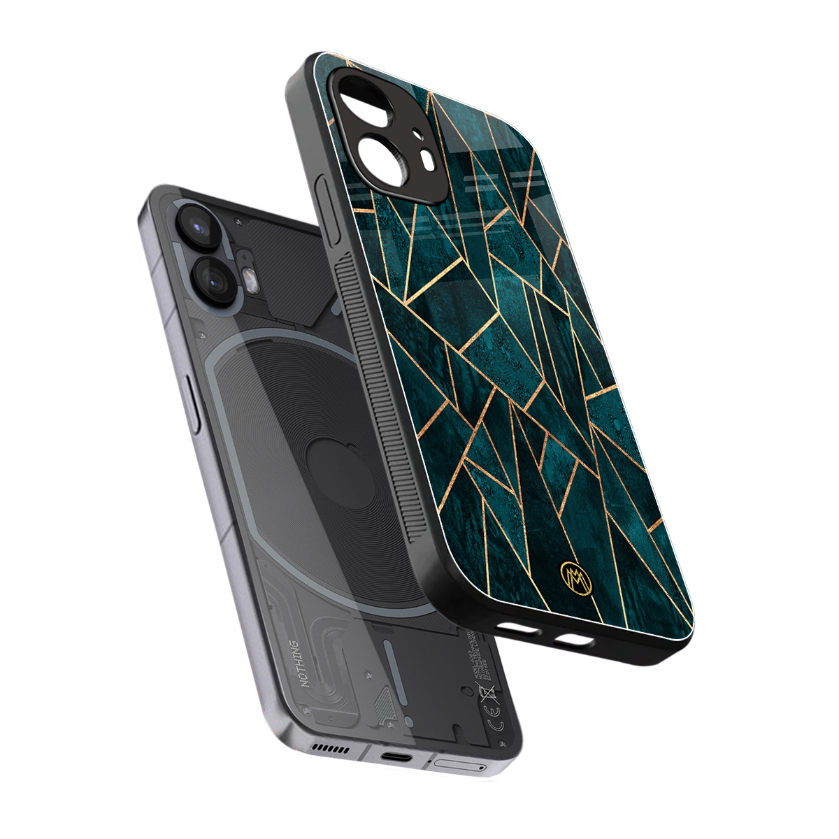 geometric green back phone cover | glass case for nothing phone 2