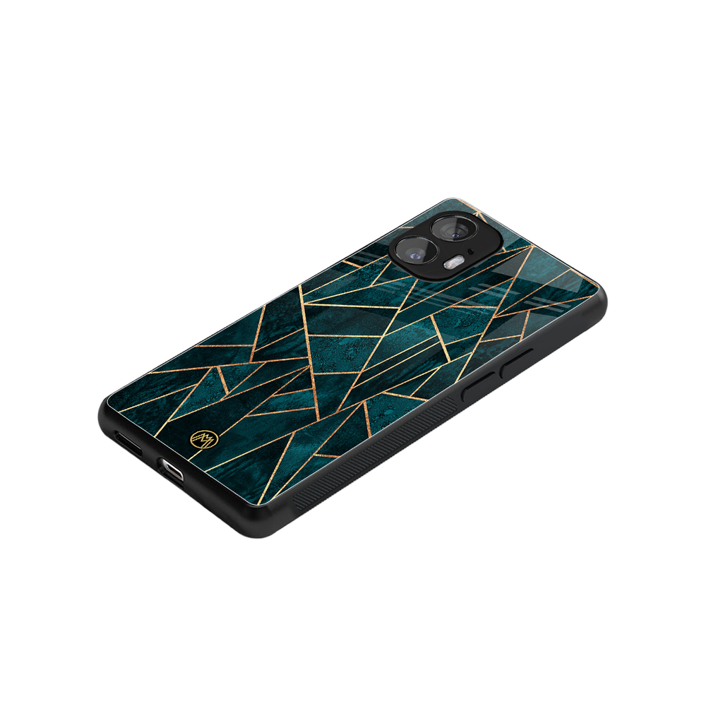 geometric green back phone cover | glass case for nothing phone 2