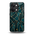 geometric green back phone cover | glass case for oneplus nord 3
