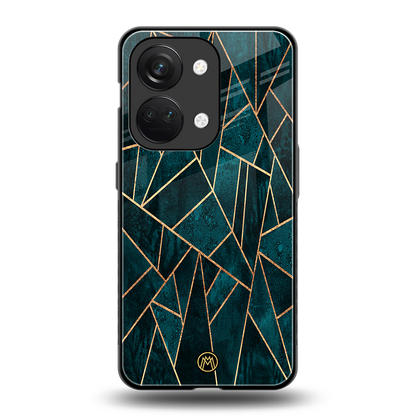 geometric green back phone cover | glass case for oneplus nord 3