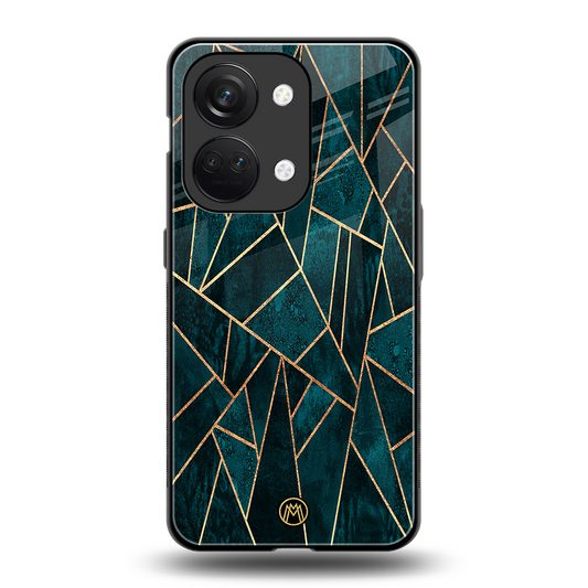geometric green back phone cover | glass case for oneplus nord 3