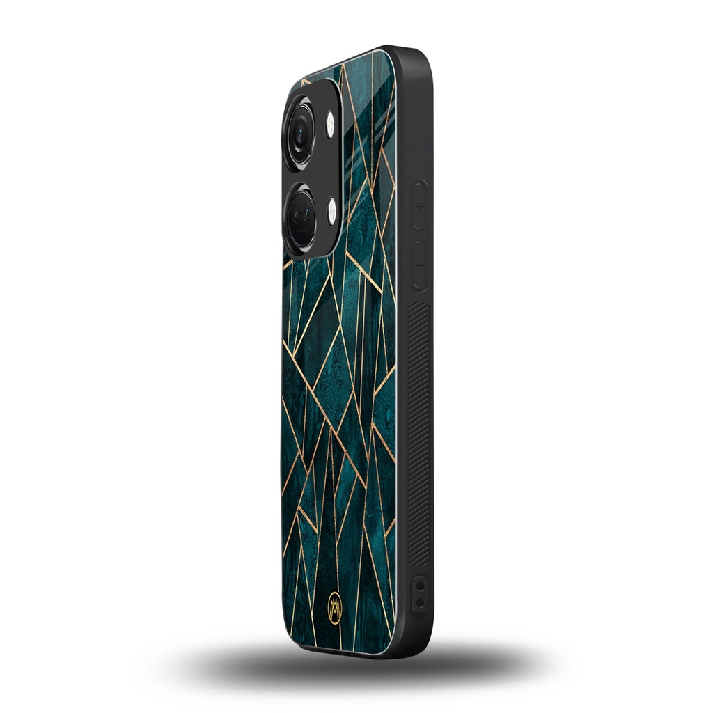 geometric green back phone cover | glass case for oneplus nord 3
