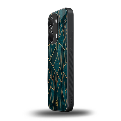 geometric green back phone cover | glass case for oneplus nord 3