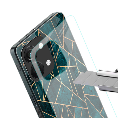 geometric green back phone cover | glass case for oneplus nord 3