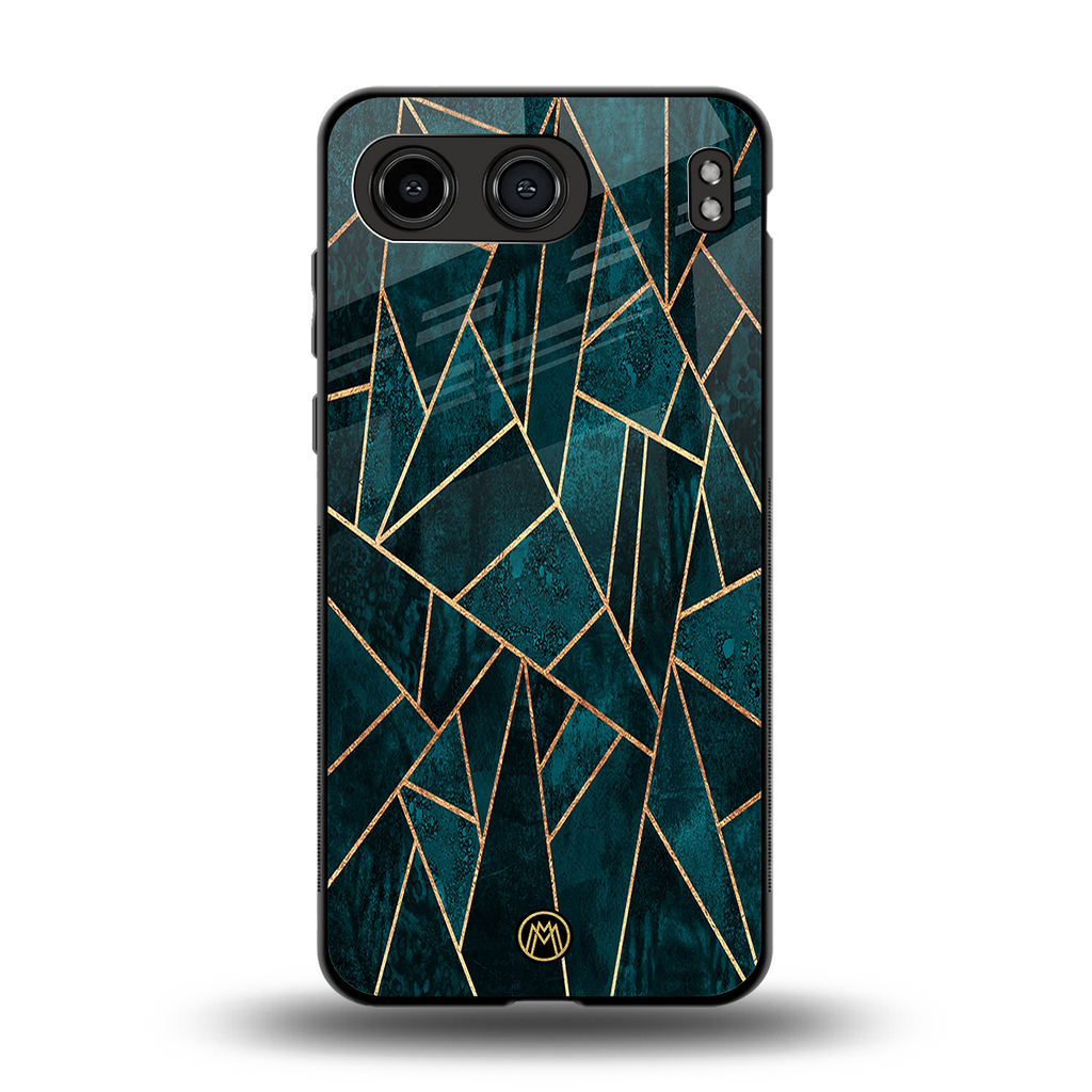 geometric green back phone cover | glass case for oneplus nord 4