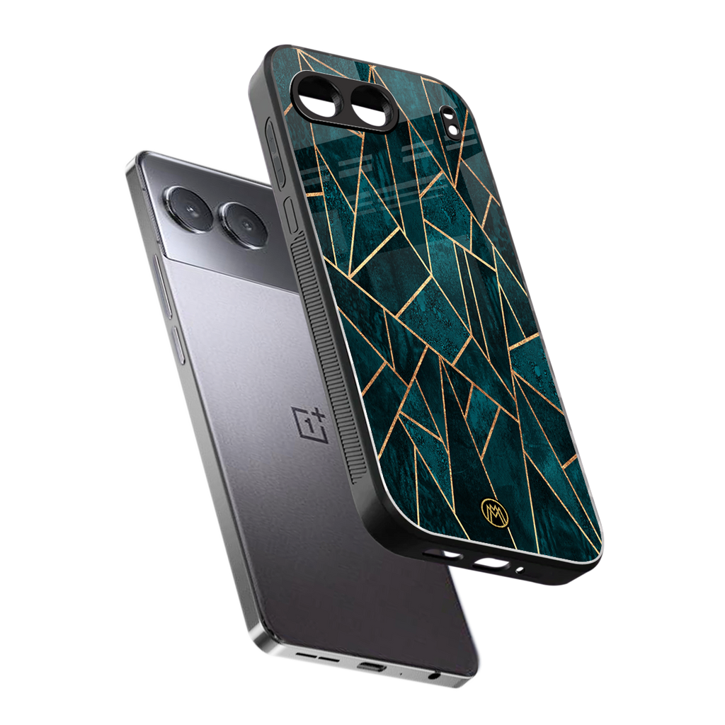 geometric green back phone cover | glass case for oneplus nord 4
