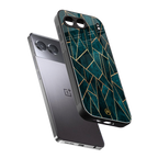 geometric green back phone cover | glass case for oneplus nord 4