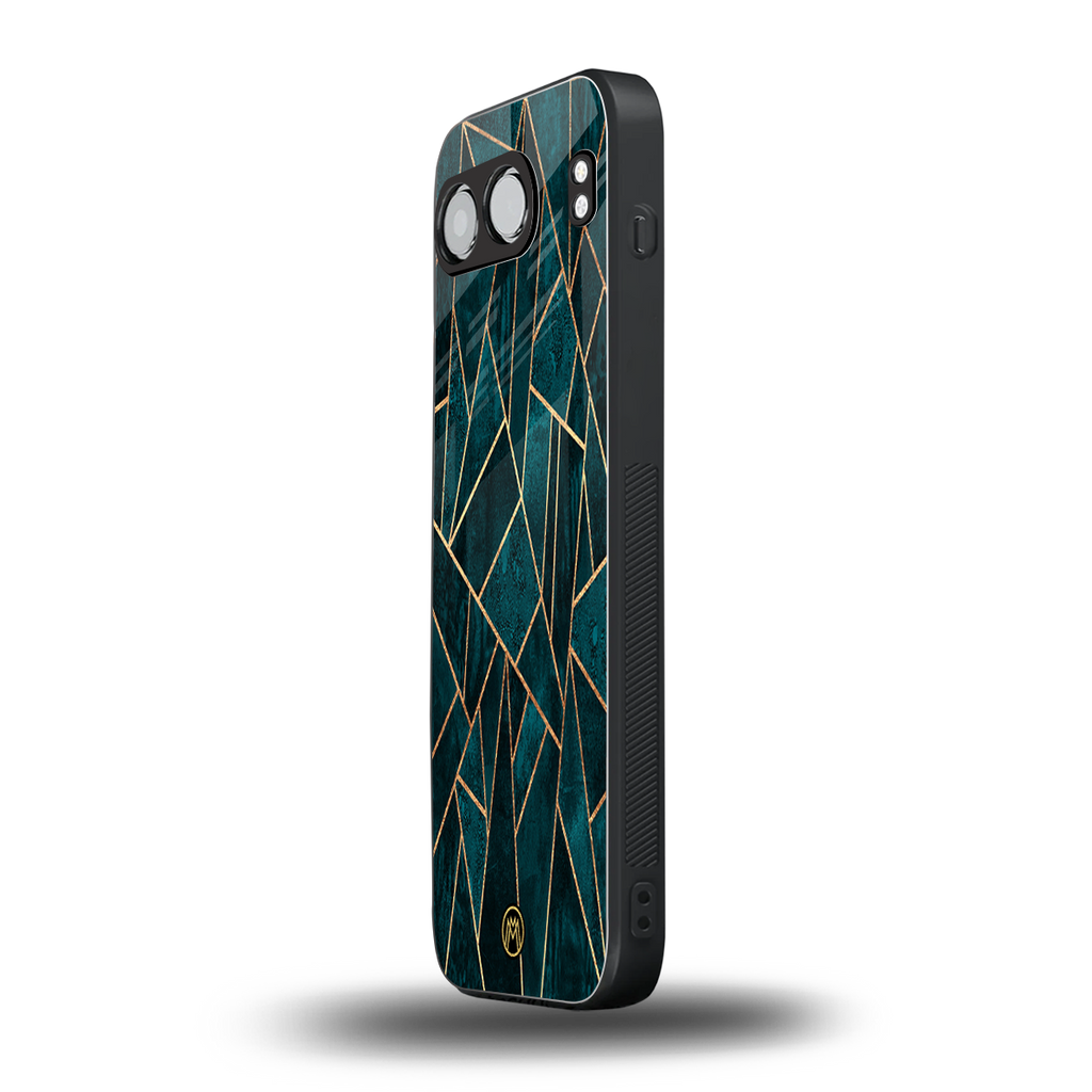 geometric green back phone cover | glass case for oneplus nord 4