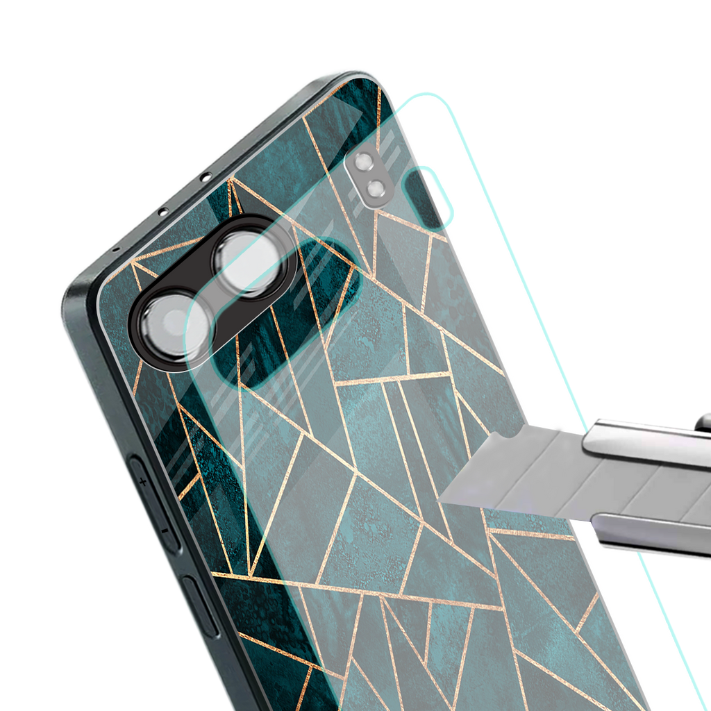 geometric green back phone cover | glass case for oneplus nord 4
