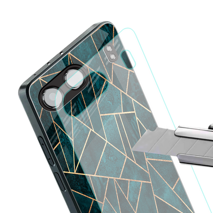 geometric green back phone cover | glass case for oneplus nord 4