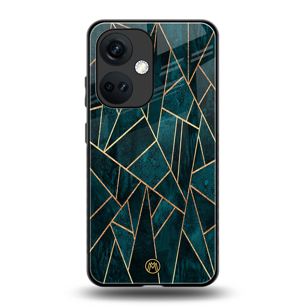 geometric green back phone cover | glass case for oneplus nord ce 3