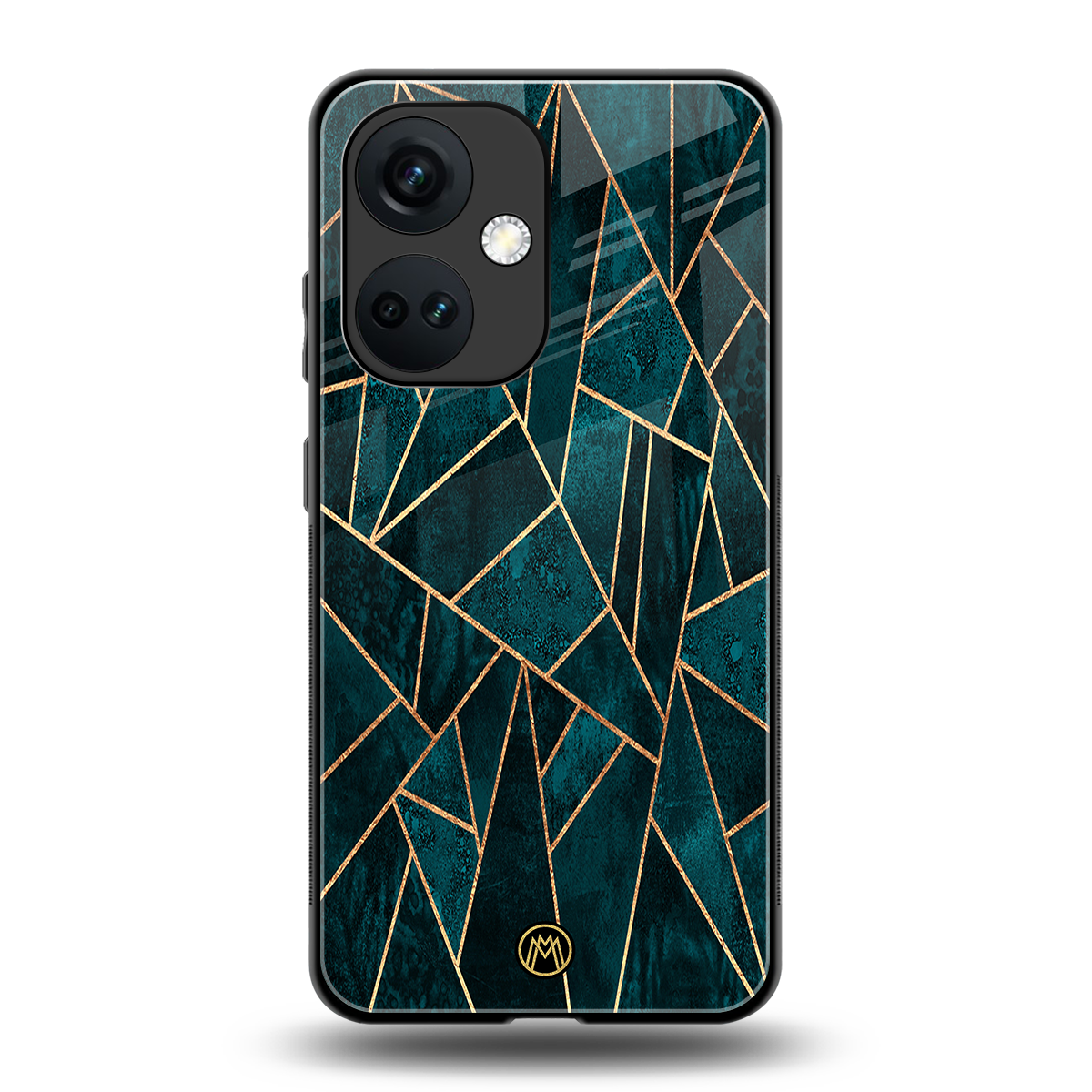 geometric green back phone cover | glass case for oneplus nord ce 3