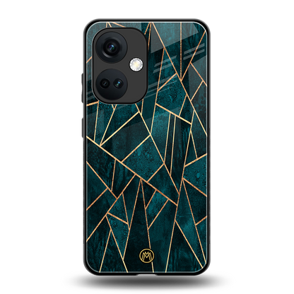 geometric green back phone cover | glass case for oneplus nord ce 3
