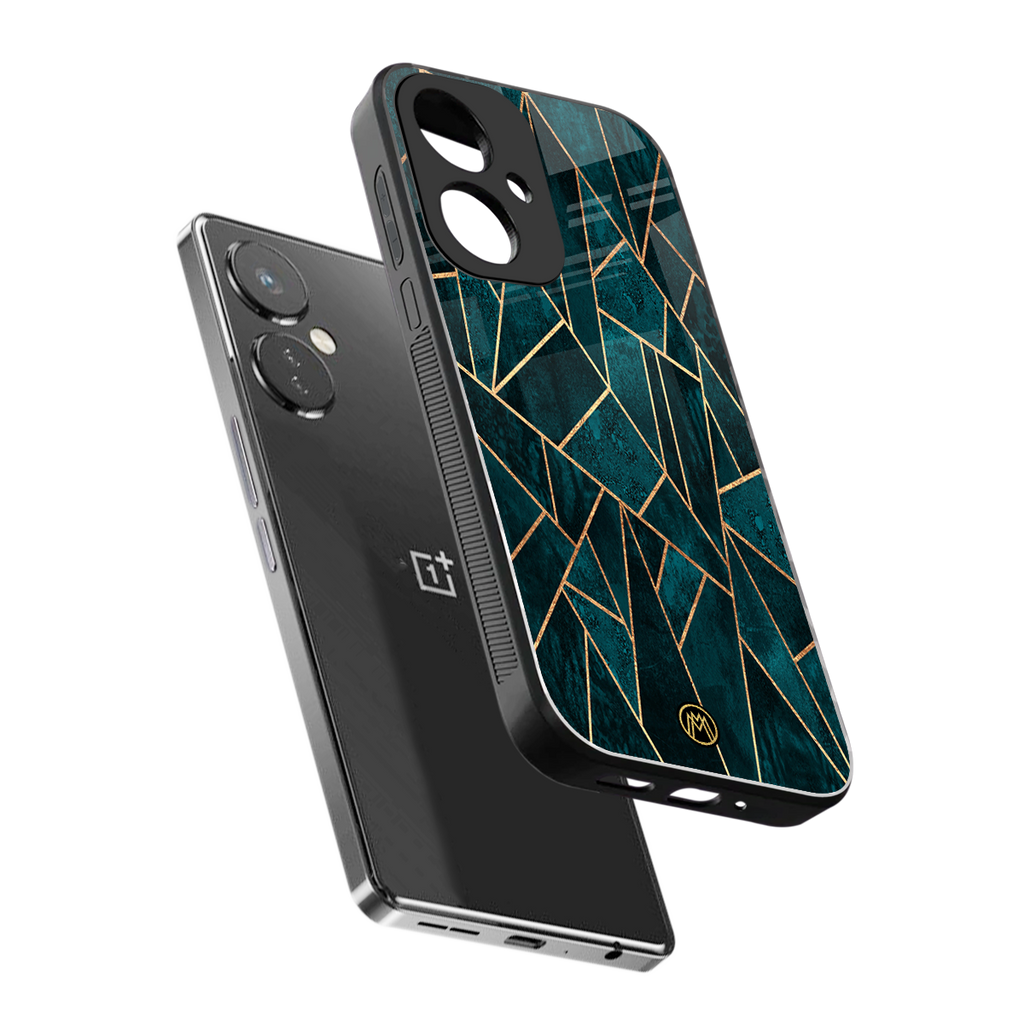 geometric green back phone cover | glass case for oneplus nord ce 3