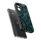 geometric green back phone cover | glass case for oneplus nord ce 3