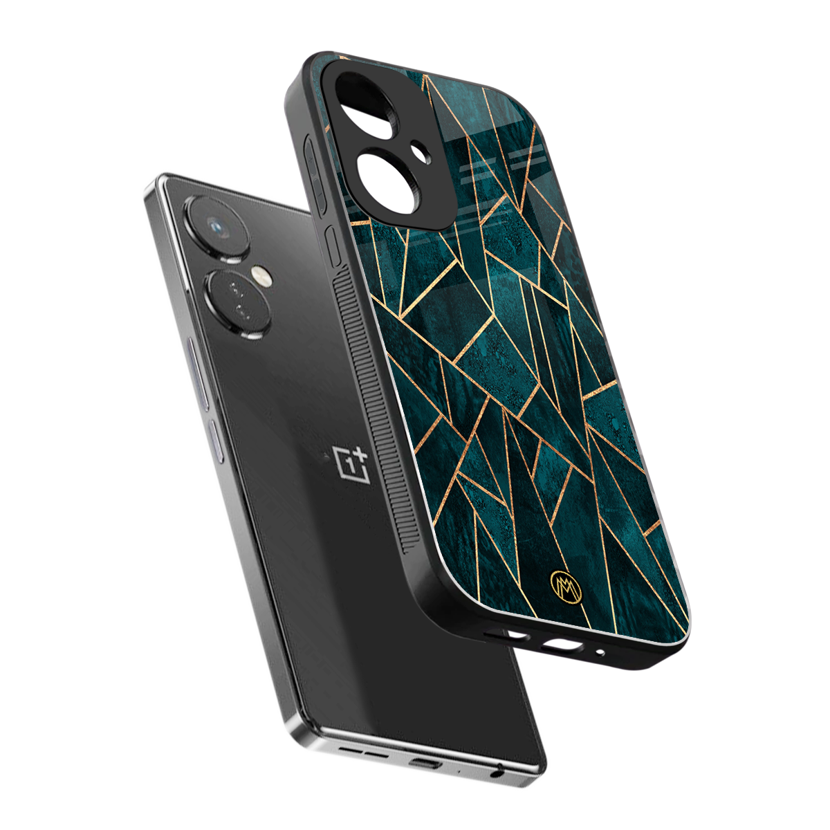geometric green back phone cover | glass case for oneplus nord ce 3