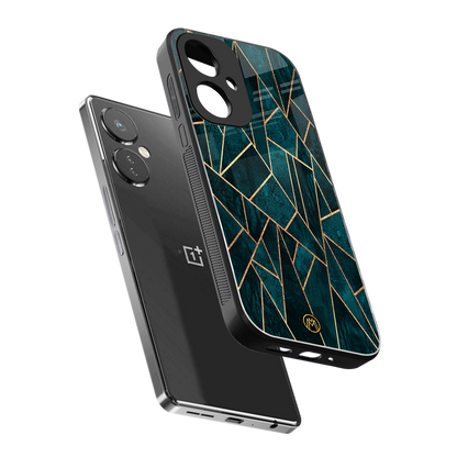 geometric green back phone cover | glass case for oneplus nord ce 3