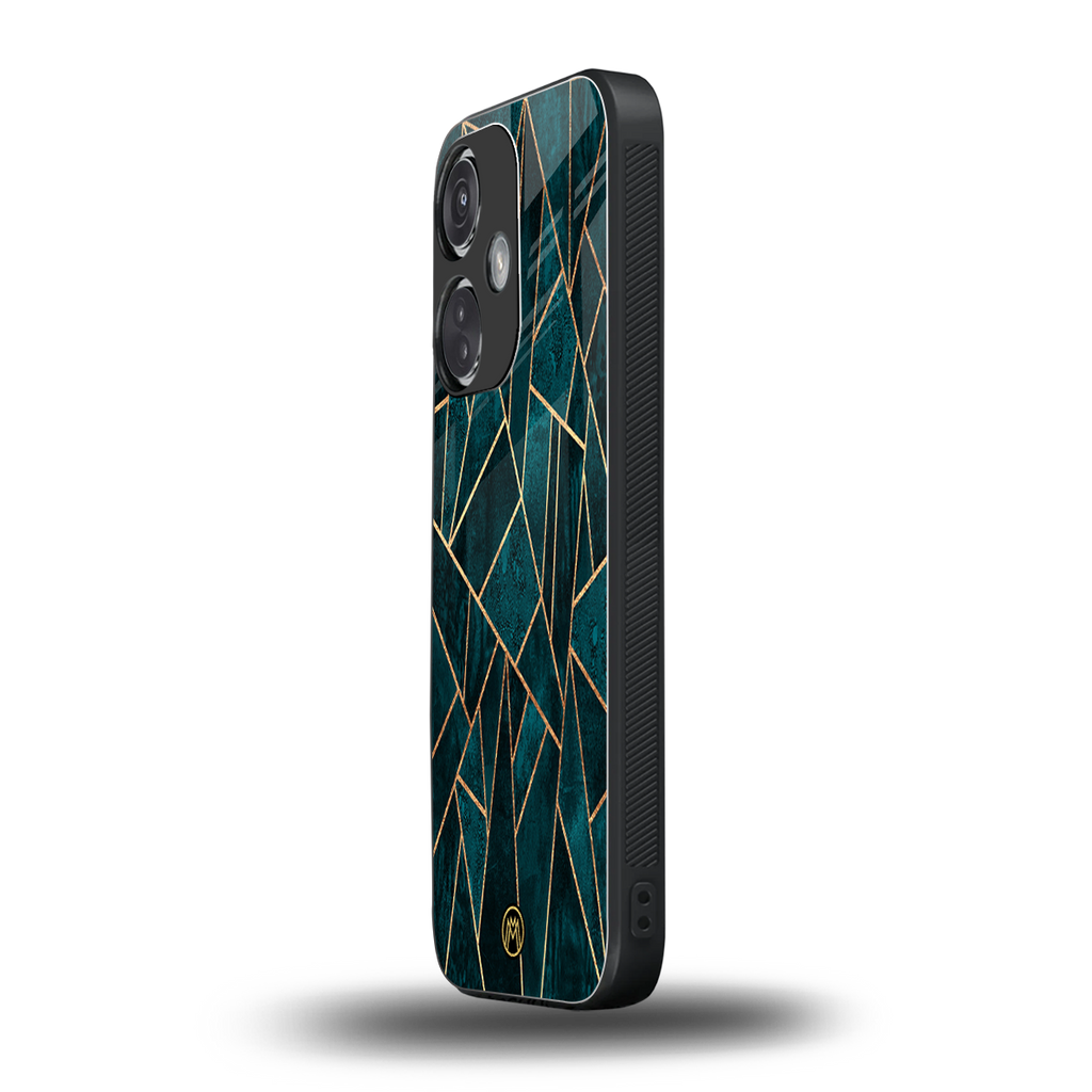 geometric green back phone cover | glass case for oneplus nord ce 3