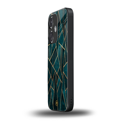 geometric green back phone cover | glass case for oneplus nord ce 3