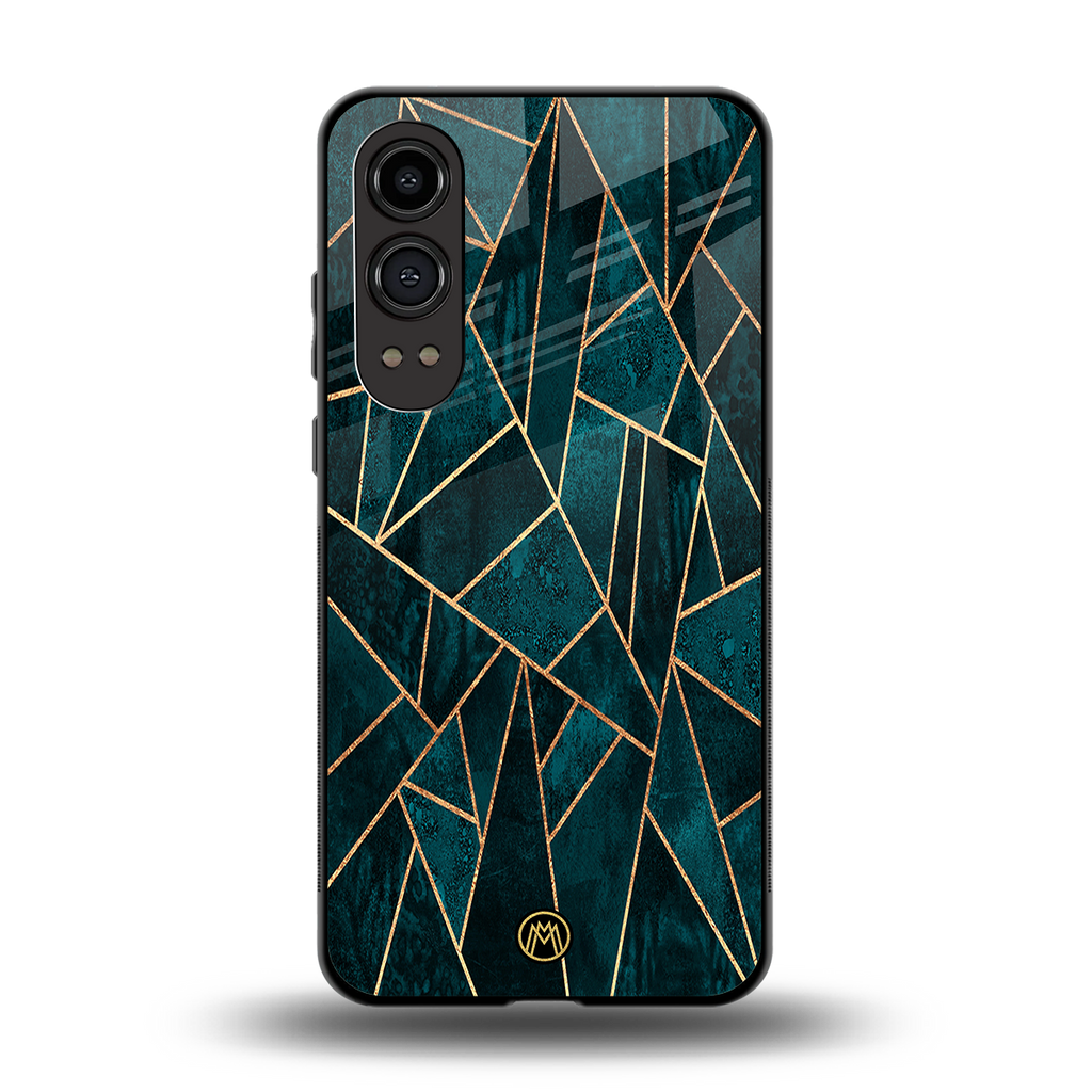 geometric green back phone cover | glass case for oneplus nord ce 4 lite