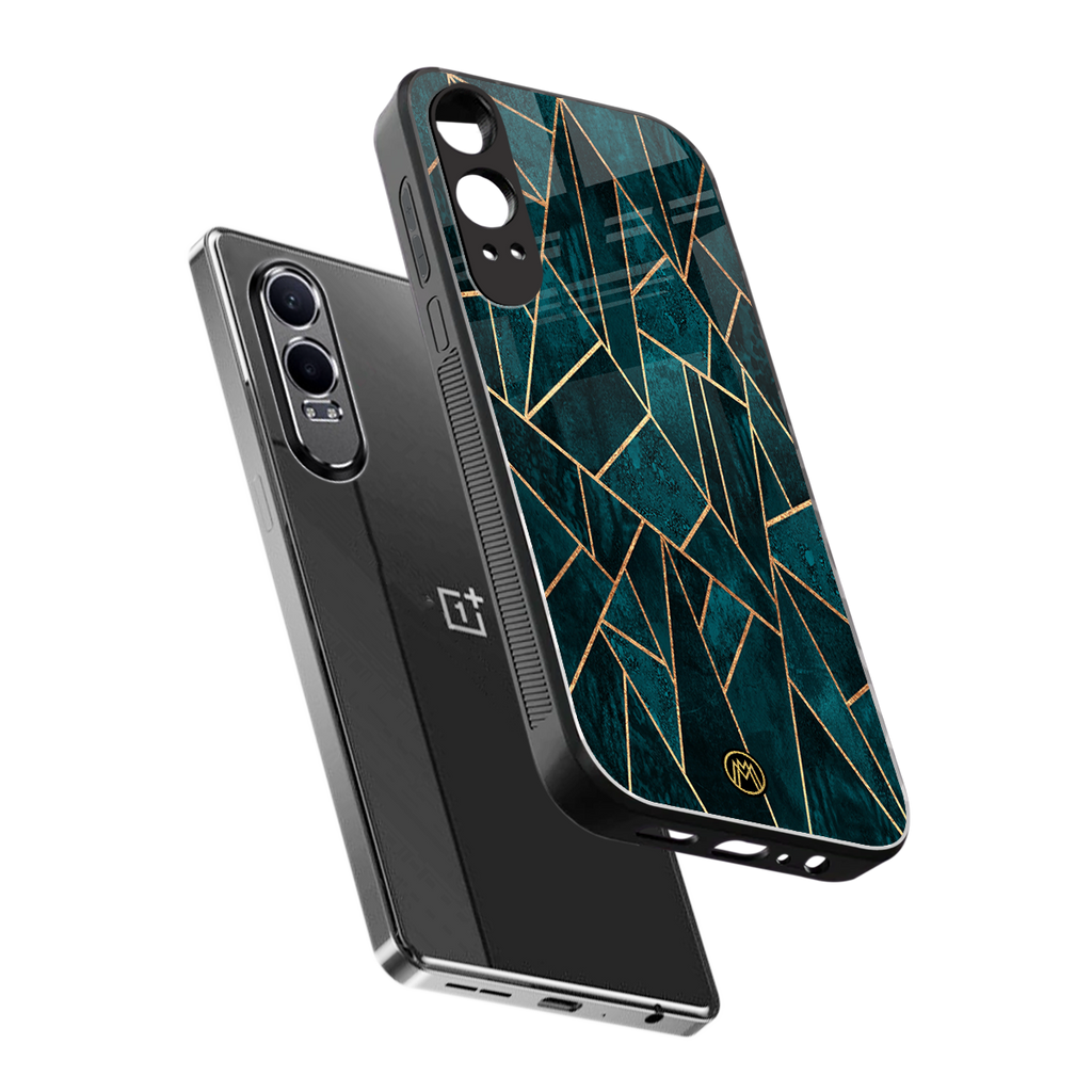 geometric green back phone cover | glass case for oneplus nord ce 4 lite