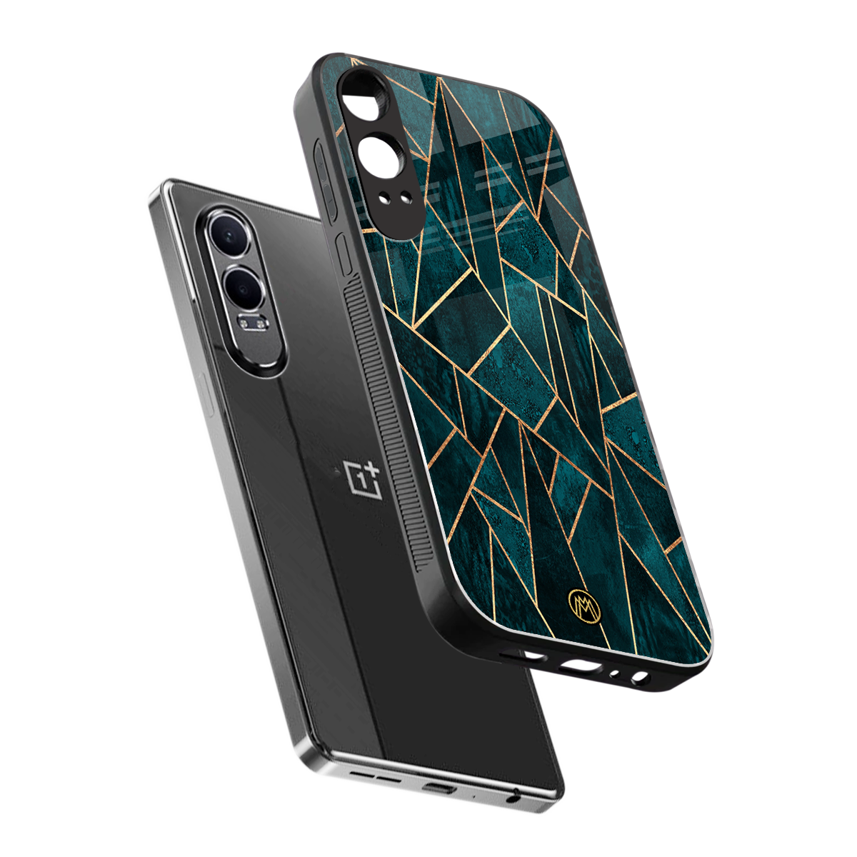 geometric green back phone cover | glass case for oneplus nord ce 4 lite