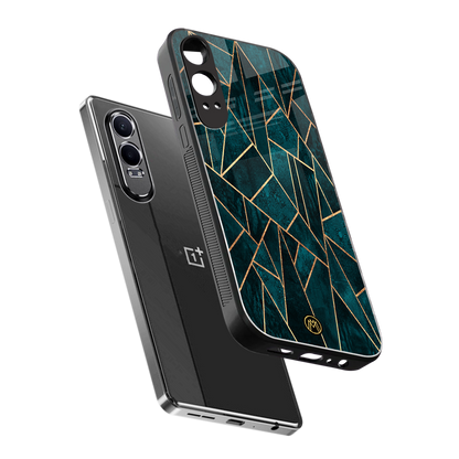 geometric green back phone cover | glass case for oneplus nord ce 4 lite