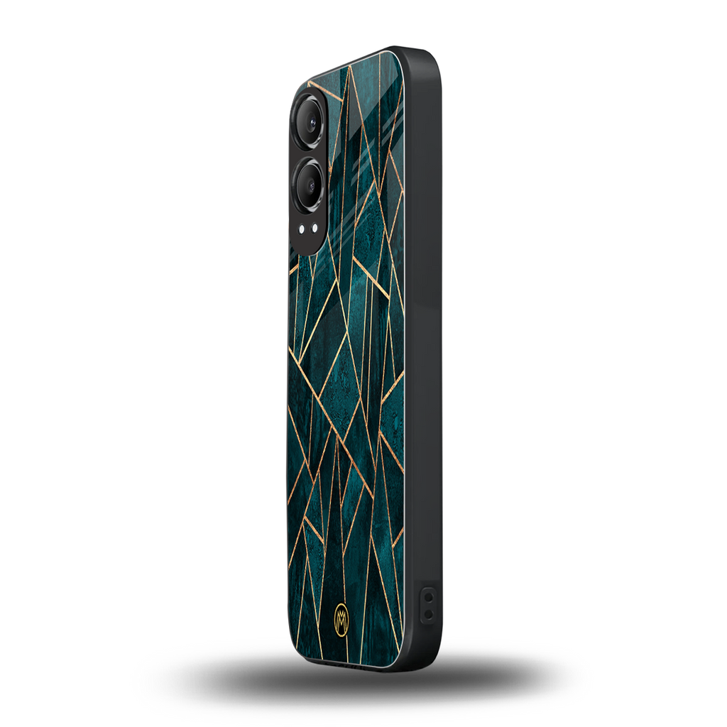 geometric green back phone cover | glass case for oneplus nord ce 4 lite