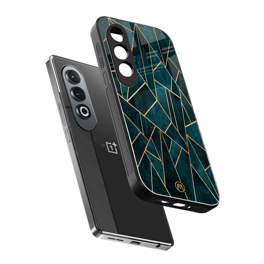 geometric green back phone cover | glass case for oneplus nord ce 4