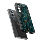 geometric green back phone cover | glass case for oneplus nord ce 4