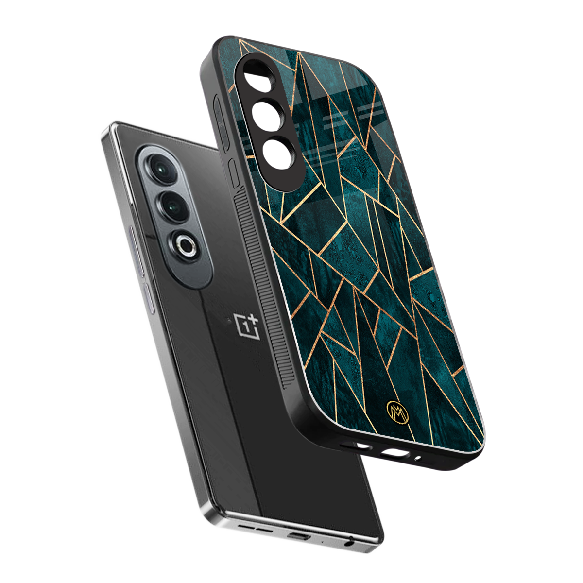 geometric green back phone cover | glass case for oneplus nord ce 4
