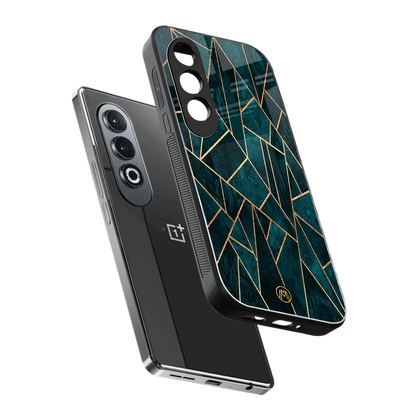 geometric green back phone cover | glass case for oneplus nord ce 4