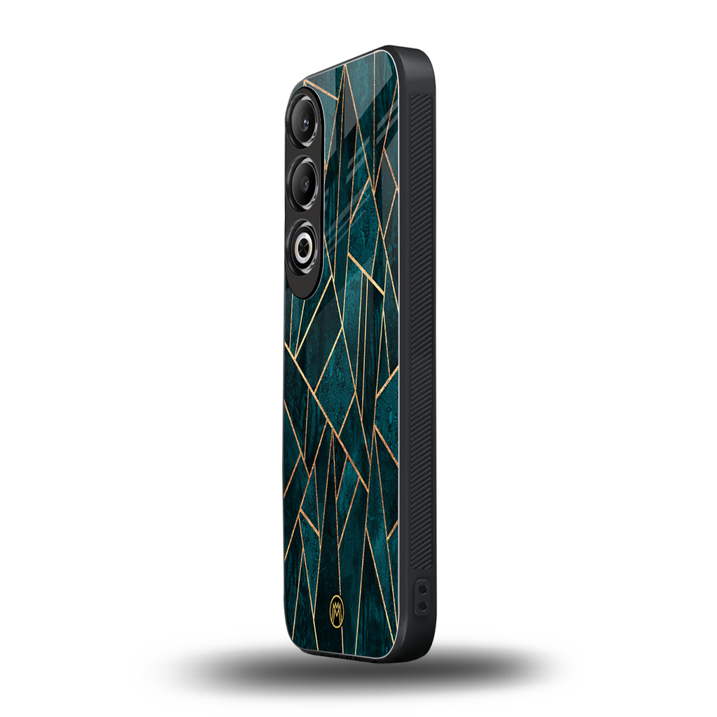 geometric green back phone cover | glass case for oneplus nord ce 4