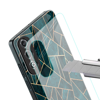 geometric green back phone cover | glass case for oneplus nord ce 4