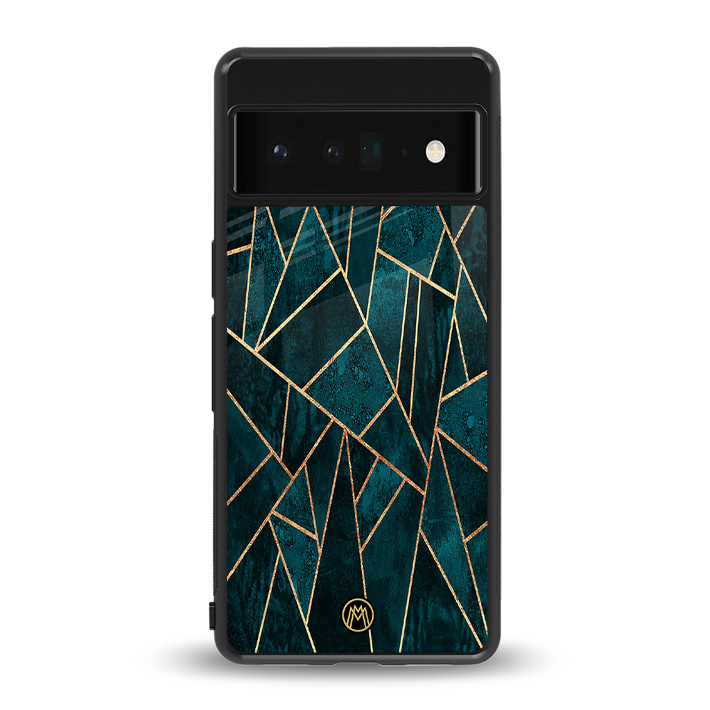 geometric green back phone cover | glass case for google pixel 6 pro