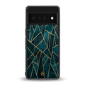 geometric green back phone cover | glass case for google pixel 6 pro