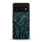 geometric green back phone cover | glass case for google pixel 6 pro
