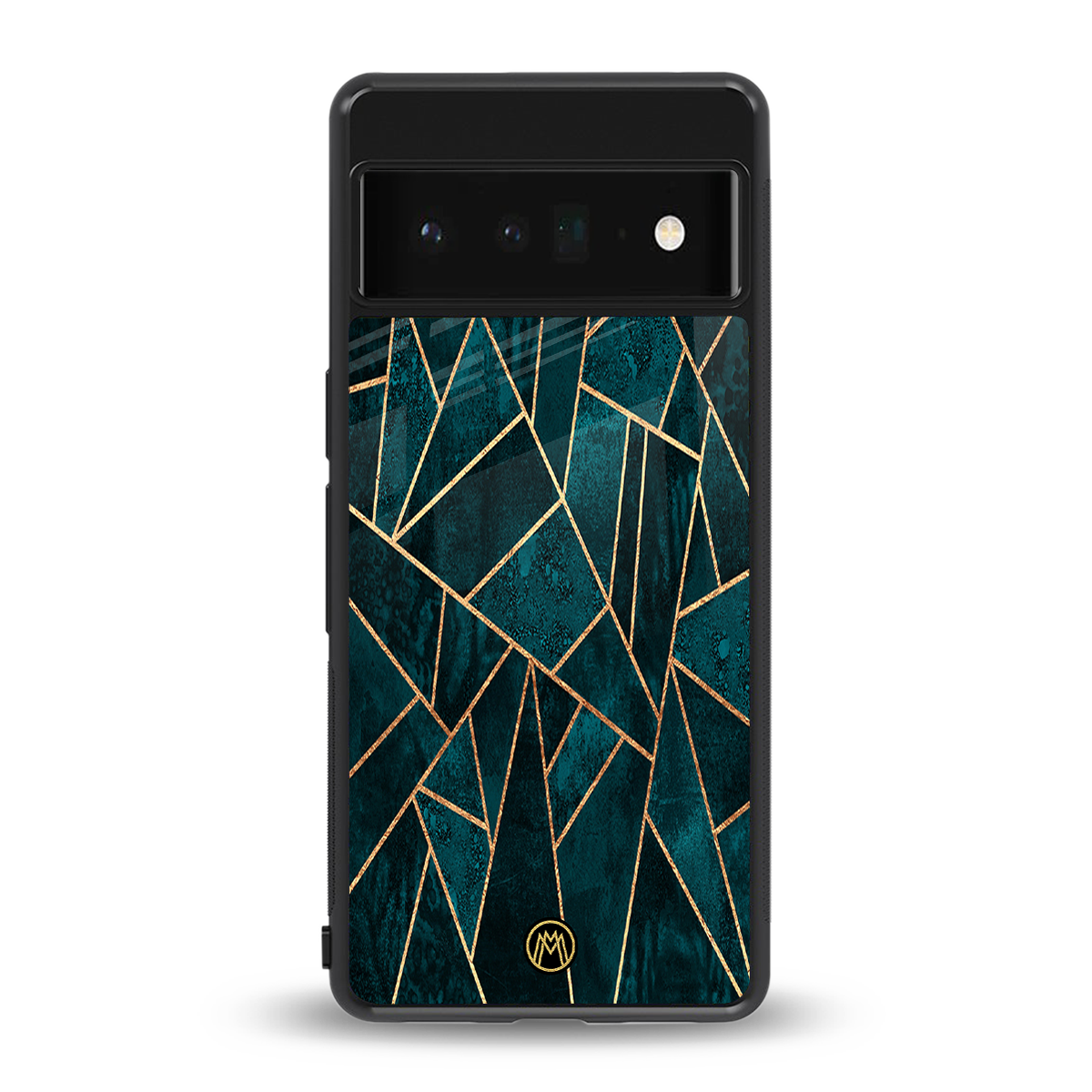 geometric green back phone cover | glass case for google pixel 6 pro