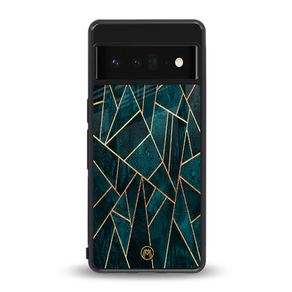 geometric green back phone cover | glass case for google pixel 6 pro