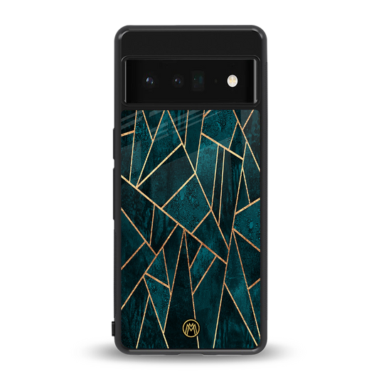geometric green back phone cover | glass case for google pixel 6 pro