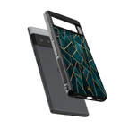 geometric green back phone cover | glass case for google pixel 6 pro